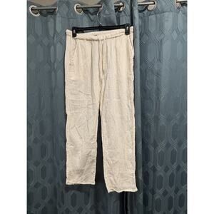 Quince Cream Straight Leg Linen-Blend Pants